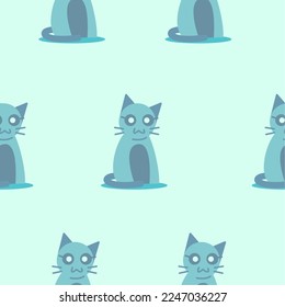 cute cat pattern flat illustration. pattern paint. seamless cute cat pattern.
