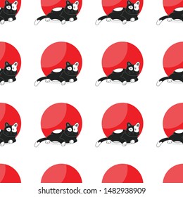 Cute cat pattern with line minimalist style vector - Vector