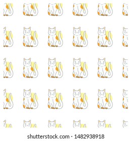 Cute cat pattern with line minimalist style vector - Vector