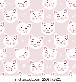 Cute cat pattern on pink background