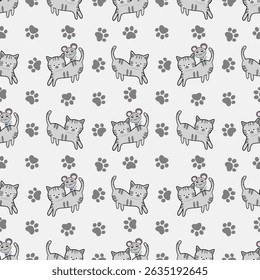Cute cat pattern on white background