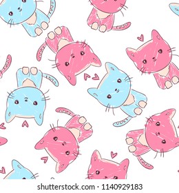 Cute Cat Pattern Seamless vector illustration