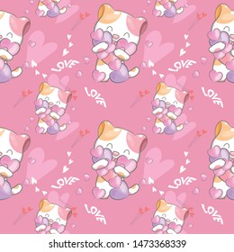 cute cat with pattern set