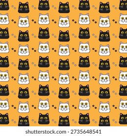 Cute cat pattern, suitable for fabric, rugs, and gift wrapping paper.