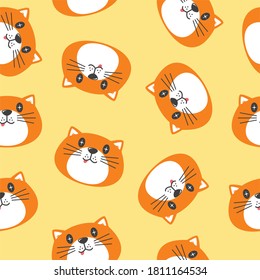 Cute cat pattern vector background for fabric print and other uses.