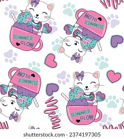 cute cat patterns for girl sleepwear