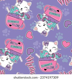 cute cat patterns for girl sleepwear