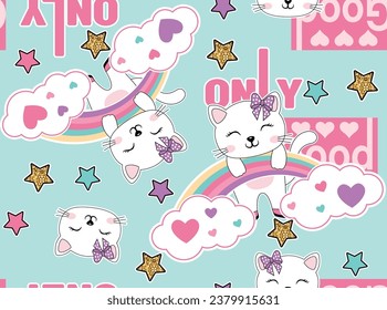cute cat patterns for girl sleepwear