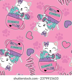cute cat patterns for girl sleepwear