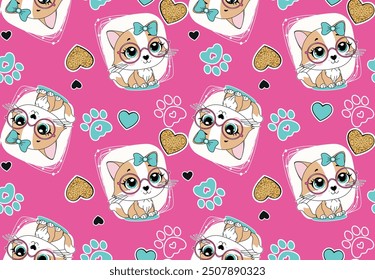 cute cat patterns love design