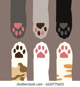 Cute Cat Paw Bundle Set Vector Illustration