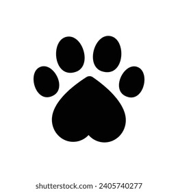 Cute cat paw footprint pattern print of a cat. Dog, puppy animal silhouette for t-shirts, backgrounds, patterns, websites, designs, greeting cards, children's prints