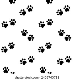 Cute cat paw footprint pattern print of a cat. Dog, puppy animal silhouette for t-shirts, backgrounds, patterns, websites, designs, greeting cards, children's prints