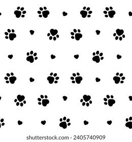 Cute cat paw footprint pattern print of a cat. Dog, puppy animal silhouette for t-shirts, backgrounds, patterns, websites, designs, greeting cards, children's prints