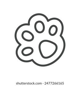 Cute cat paw icon. Hand drawn monochrome illustration of a kitten foot isolated on a white background. Kawaii sticker. Vector 10 EPS.