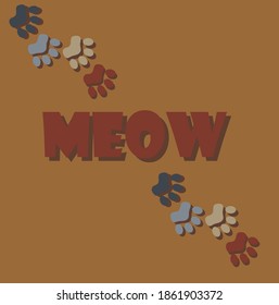 Cute cat paw illustration on a sienna background