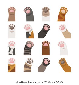 Cute Cat Paw Illustration Set