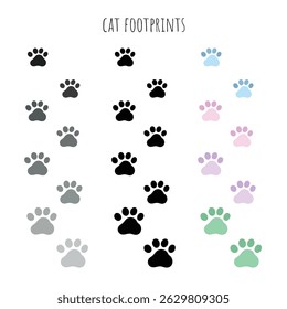 Cute Cat Paw Prints Clipart Set