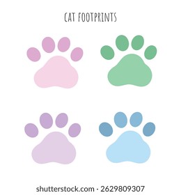 Cute Cat Paw Prints Clipart Set
