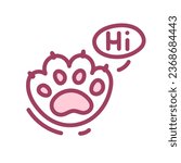 Cute cat paw with soft gentle pads in doodle style. Gesture of greeting with a cat