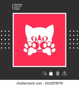 Cute Cat, paws - logo, symbol, protect sign
