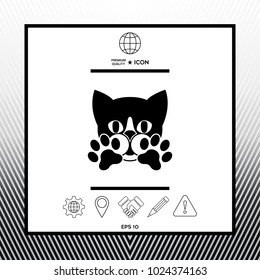 Cute Cat, paws - logo, symbol, protect sign