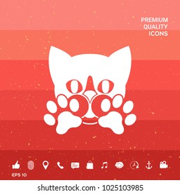 Cute Cat, paws - logo, symbol, protect sign