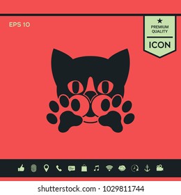 Cute Cat, paws - logo, symbol, protect sign