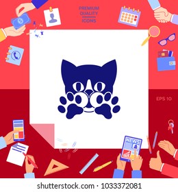 Cute Cat, paws - logo, symbol, protect sign