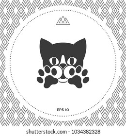 Cute Cat, paws - logo, symbol, protect sign