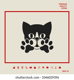 Cute Cat, paws - logo, symbol, protect sign
