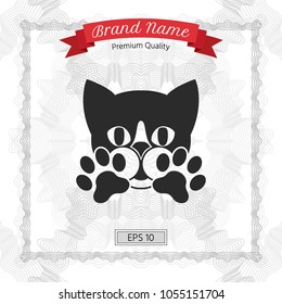 Cute Cat, paws - logo, symbol, protect sign