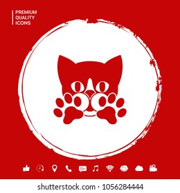 Cute Cat, paws - logo, symbol, protect sign