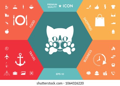 Cute Cat, paws - logo, symbol, protect sign