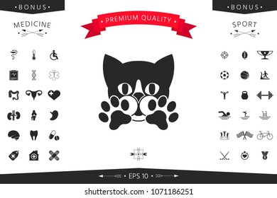 Cute Cat, paws - logo, symbol, protect sign