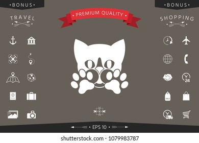 Cute Cat, paws - logo, symbol, protect sign