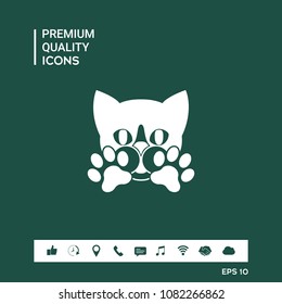 Cute Cat, paws - logo, symbol, protect sign