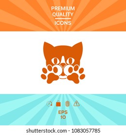 Cute Cat, paws - logo, symbol, protect sign