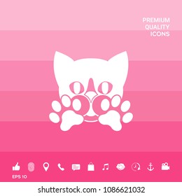 Cute Cat, paws - logo, symbol, protect sign
