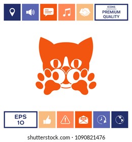 Cute Cat, paws - logo, symbol, protect sign