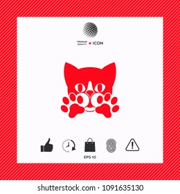 Cute Cat, paws - logo, symbol, protect sign