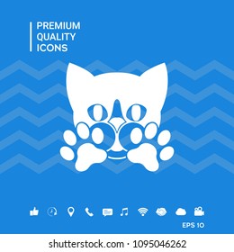 Cute Cat, paws - logo, symbol, protect sign