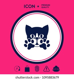 Cute Cat, paws - logo, symbol, protect sign