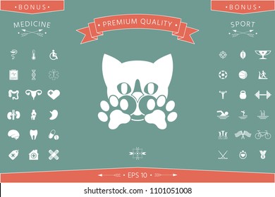 Cute Cat, paws - logo, symbol, protect sign
