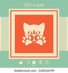 Cute Cat, paws - logo, symbol, protect sign