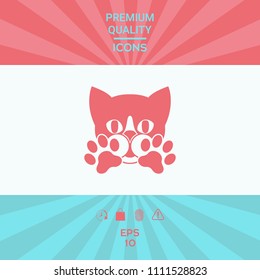 Cute Cat, paws - logo, symbol, protect sign