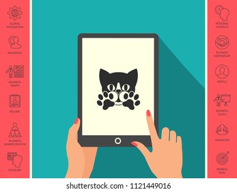 Cute Cat, paws - logo, symbol, protect sign