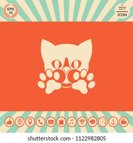 Cute Cat, paws - logo, symbol, protect sign