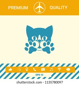 Cute Cat, paws - logo, symbol, protect sign