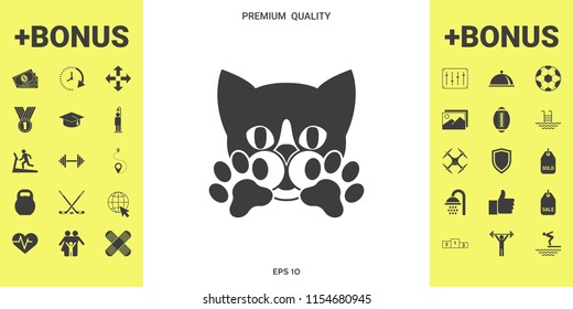 Cute Cat, paws - logo, symbol, protect sign